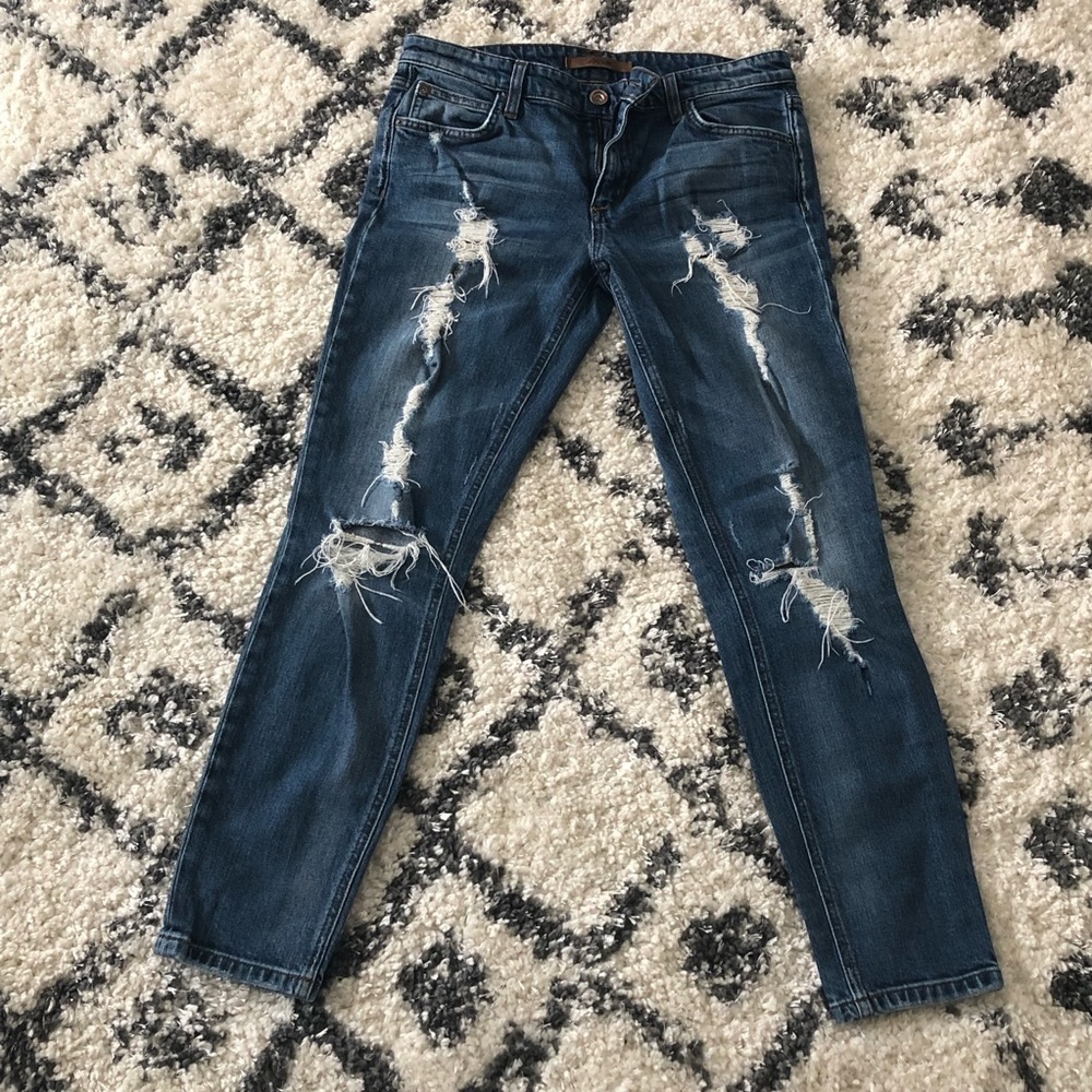 Joe's Jeans Billie Ankle Boyfriend Slim Womens Sz 26 Destroyed Grunge Skater